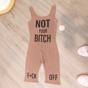 NEW Nude Naughty one-piece Brown / Tan body suit Romper